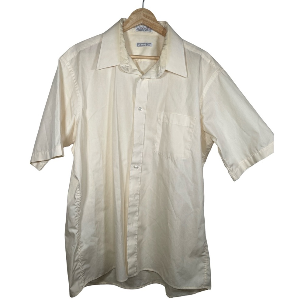 Christian Dior vintage Men's Cream Short Sleeve Shirt size 17 SS